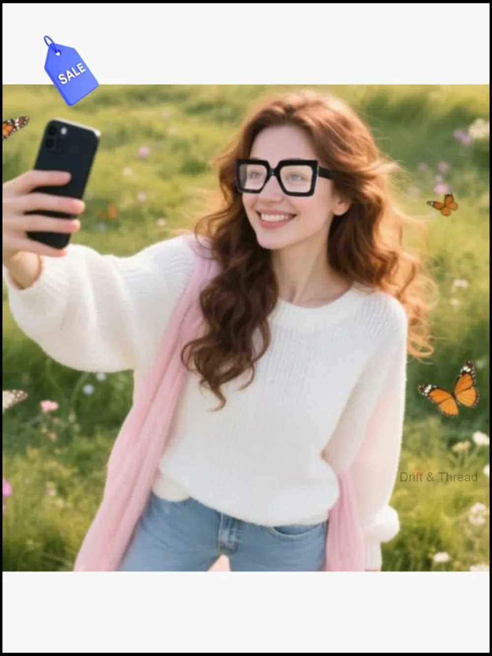 2PC Oversized Square Blue Light Glasses Big Frame Thick Clear Eyewear Women